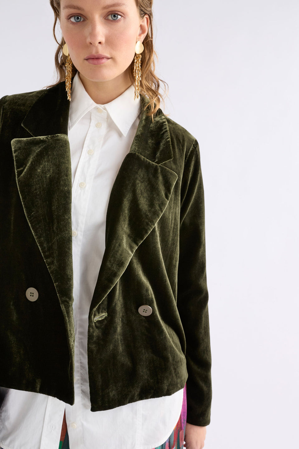 Suuri Double Breasted Blazer Jackets - ELK | DEEP OLIVE