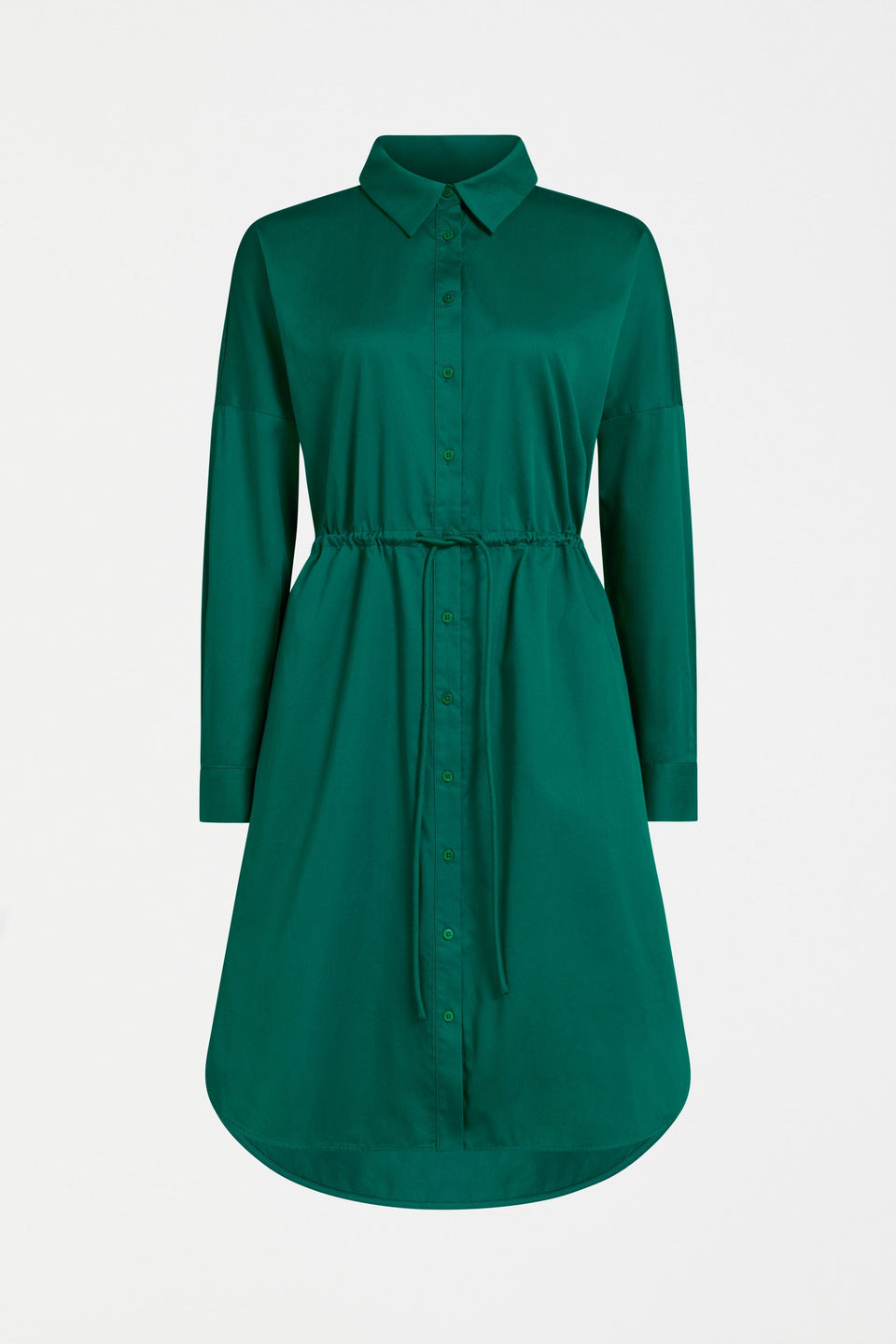 Blaec Organic Cotton Poplin Long Sleeve Shirt Dress Front | MILAN GREEN