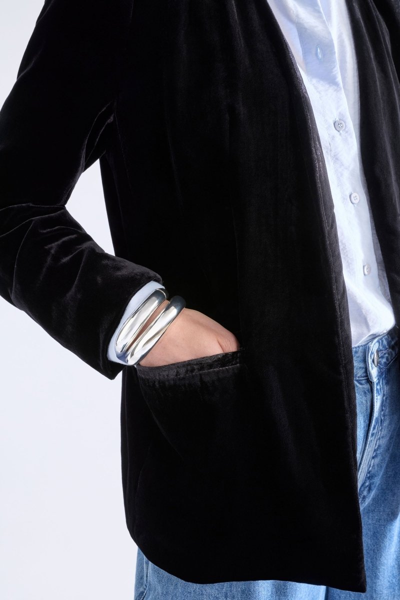 Velvet Soft Blazer Jacket Black Jackets - ELK | BLACK