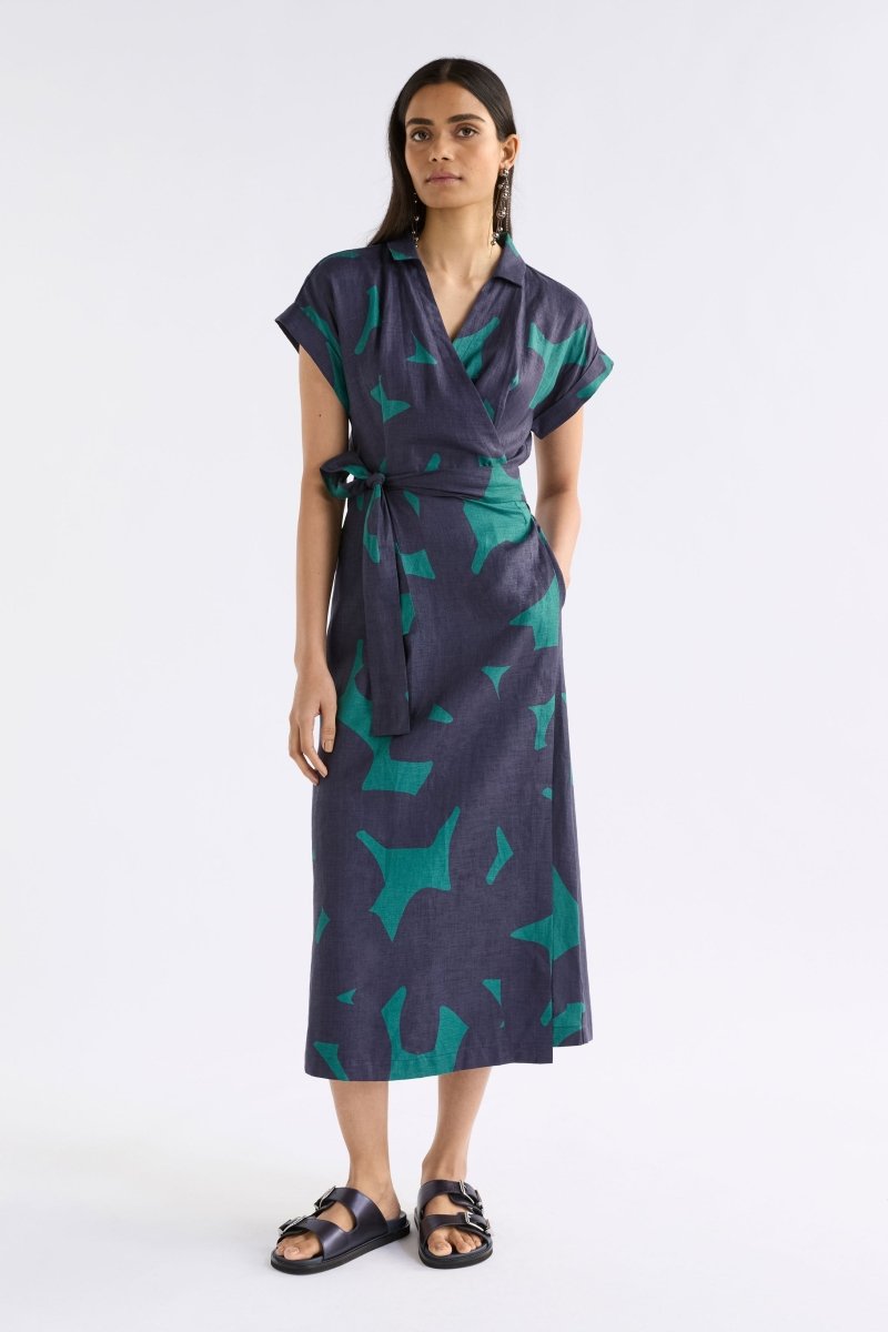 Minnen Wrap Dress Tera Print Dresses - ELK | TEAL TERA