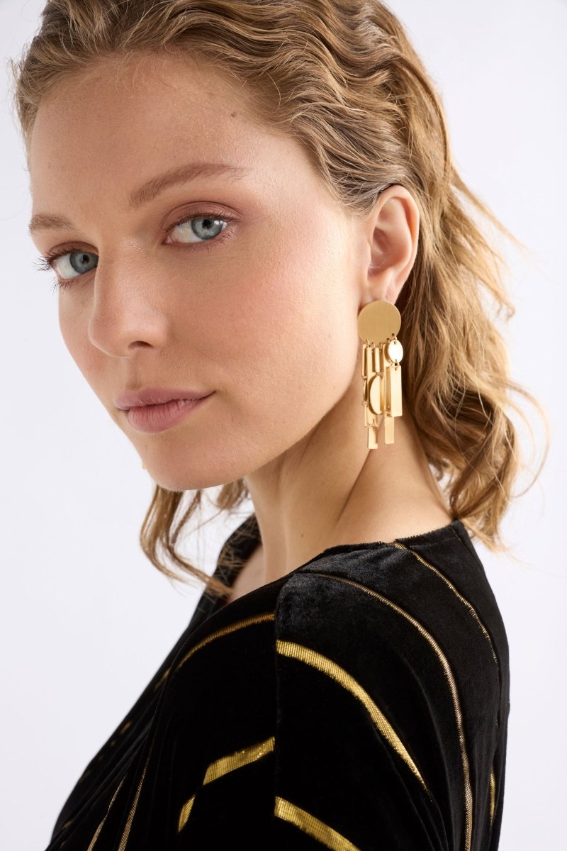 Lumii Velvet Dress Dresses - ELK | BLACK GOLD STRIPE