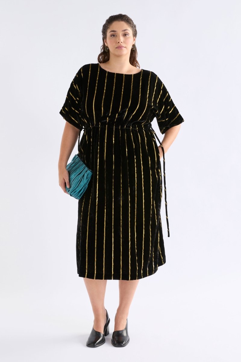 Lumii Velvet Dress Dresses - ELK | BLACK GOLD STRIPE