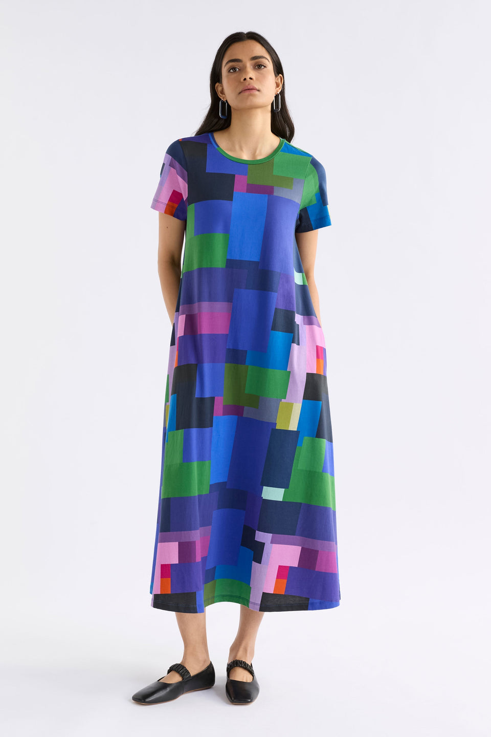 Sigel Organic Cotton Jersey Bold Print Midi T-shirt Dress Model Front | LUCENT TEE PRINT