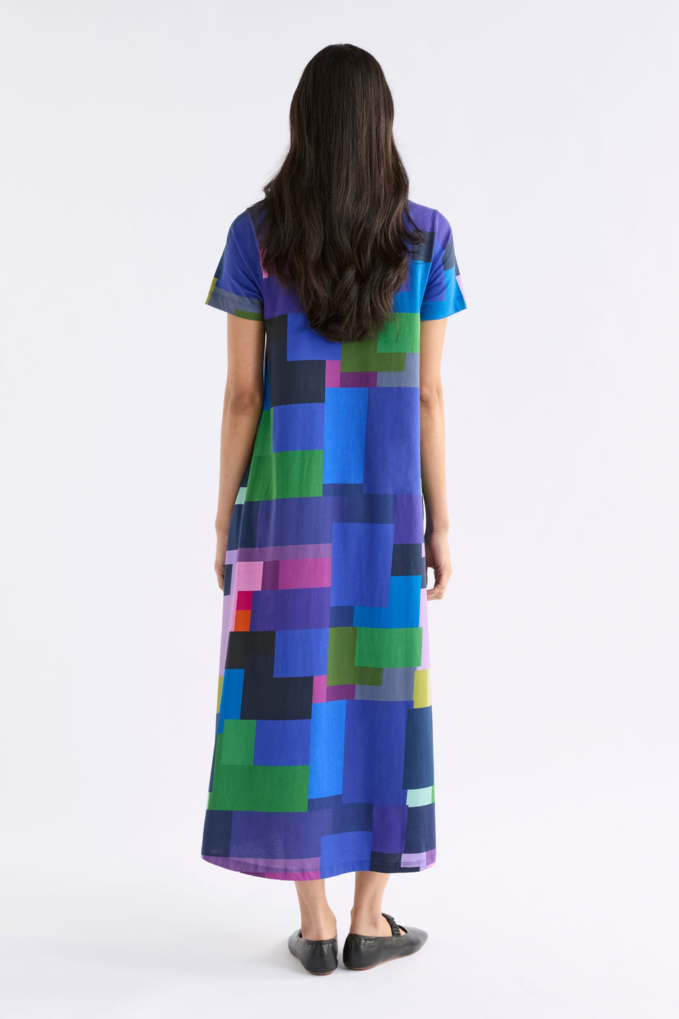 Sigel Organic Cotton Jersey Bold Print Midi T-shirt Dress Model Back | LUCENT TEE PRINT