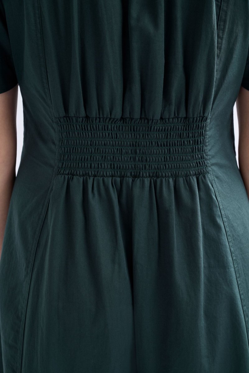 Vier Shirred Waist Dress Shirt Dress ELK | LIQUORICE