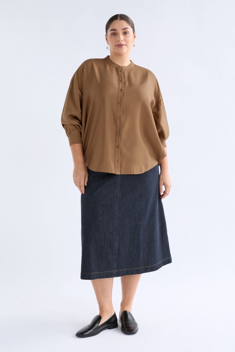 Ahren Shirt Dark Toffee Tops - ELK | DARK TOFFEE