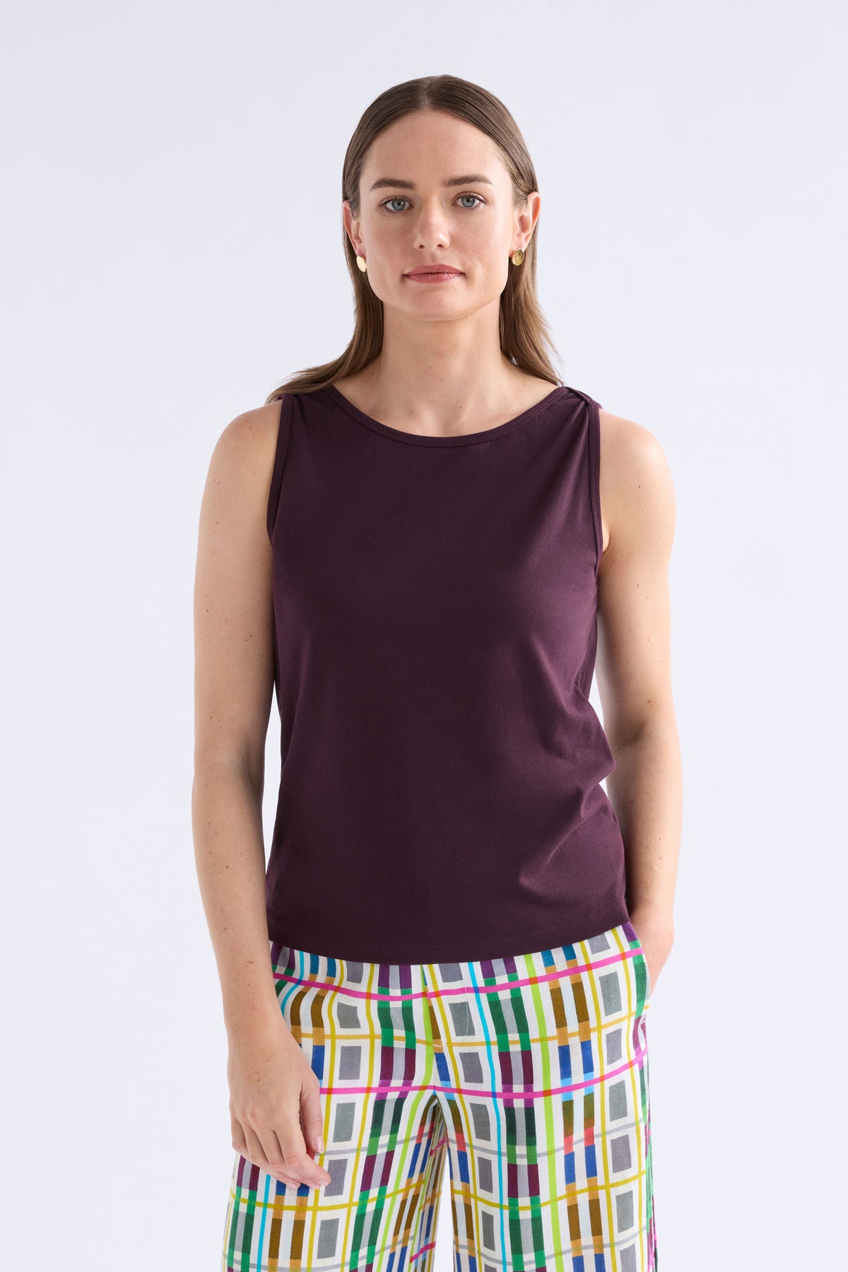 Eisa Boat Neck Organic Cotton Tank ELK | SHIRAZ