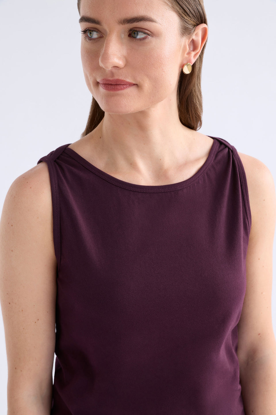 Eisa Boat Neck Organic Cotton Tank ELK | SHIRAZ
