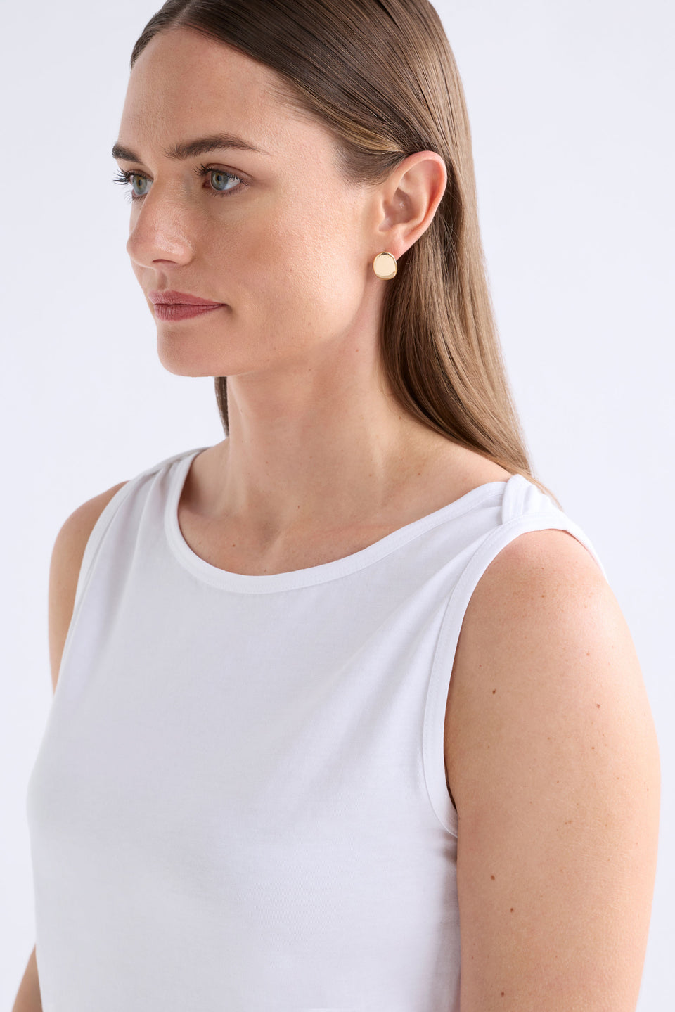 Eisa Boat Neck Organic Cotton Tank ELK | WHITE