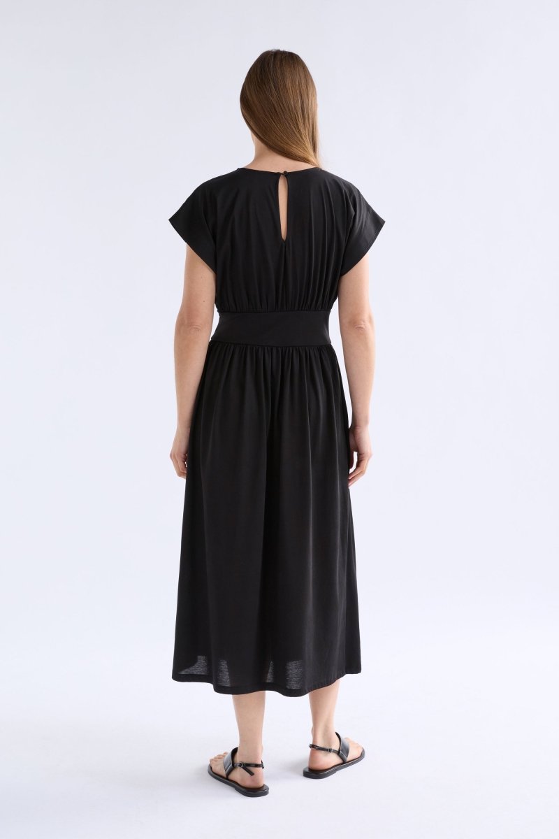 Alda Midi Waisted Jersey Dress ELK | BLACK
