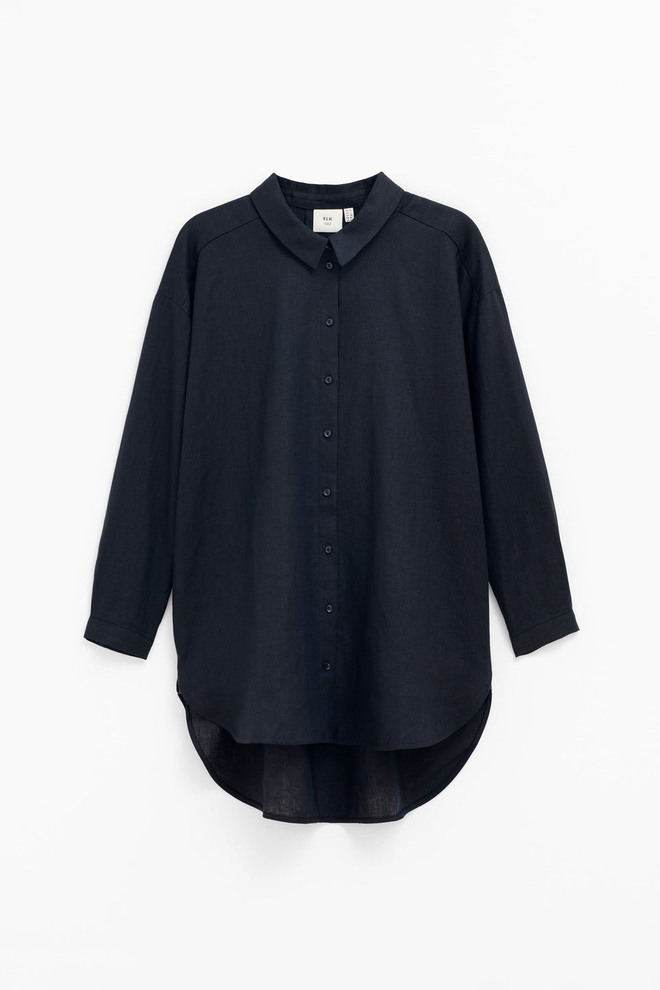 Yenna French Linen Shirt Front| BLACK