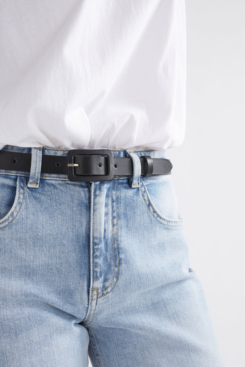 Metti Leather Slim Belt | BLACK