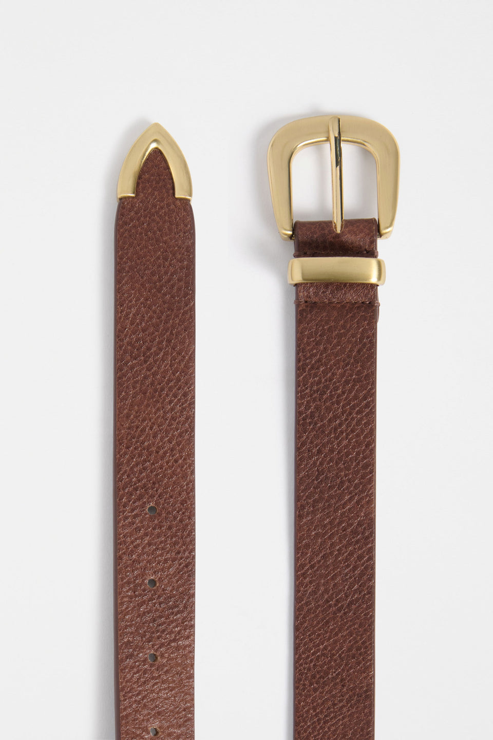 Lumme Western Inspired Leather Belt with Brushed Metal Hardware | SIENNA