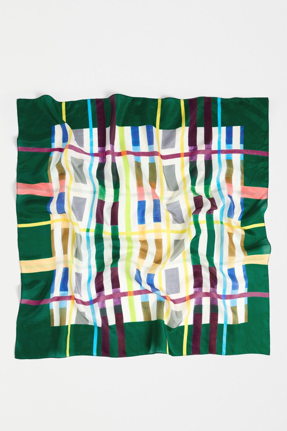 Ulti Multi Coloured Grid Print 100% Silk Scarf | ULTI PRINT