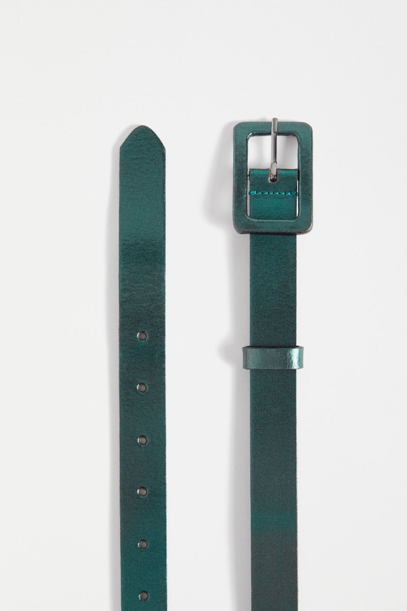 Metti Metallic Leather Belt Detail | DARK TEAL
