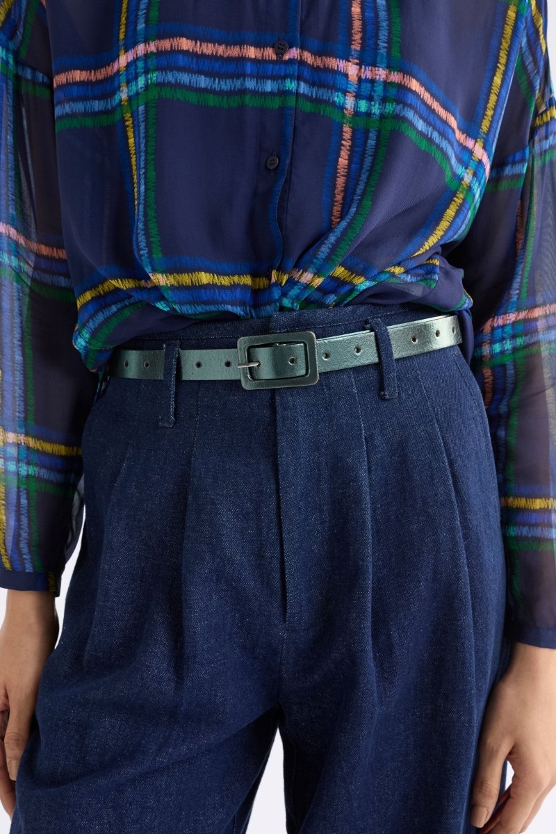 Metti Metallic Leather Belt Model | DARK TEAL