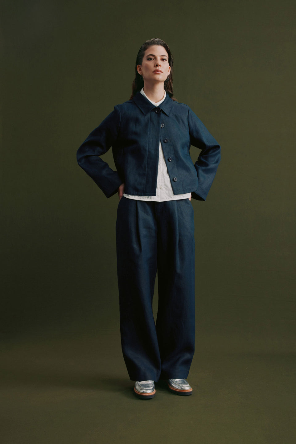 Njord Hemp Herringbone Relaxed Button Up Jacket Model Campaign | INK