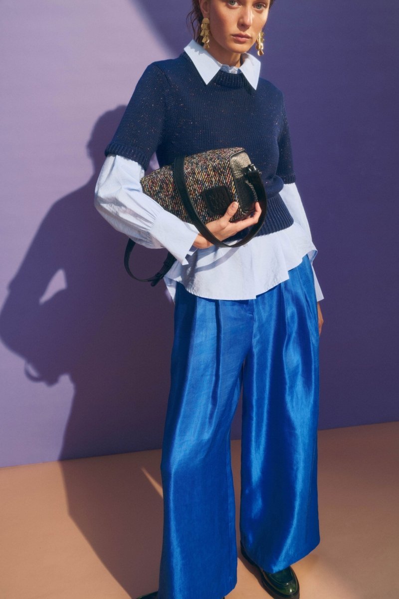 Luft Lurex Knit Top Navy Copper Knitwear - ELK | NAVY COPPER