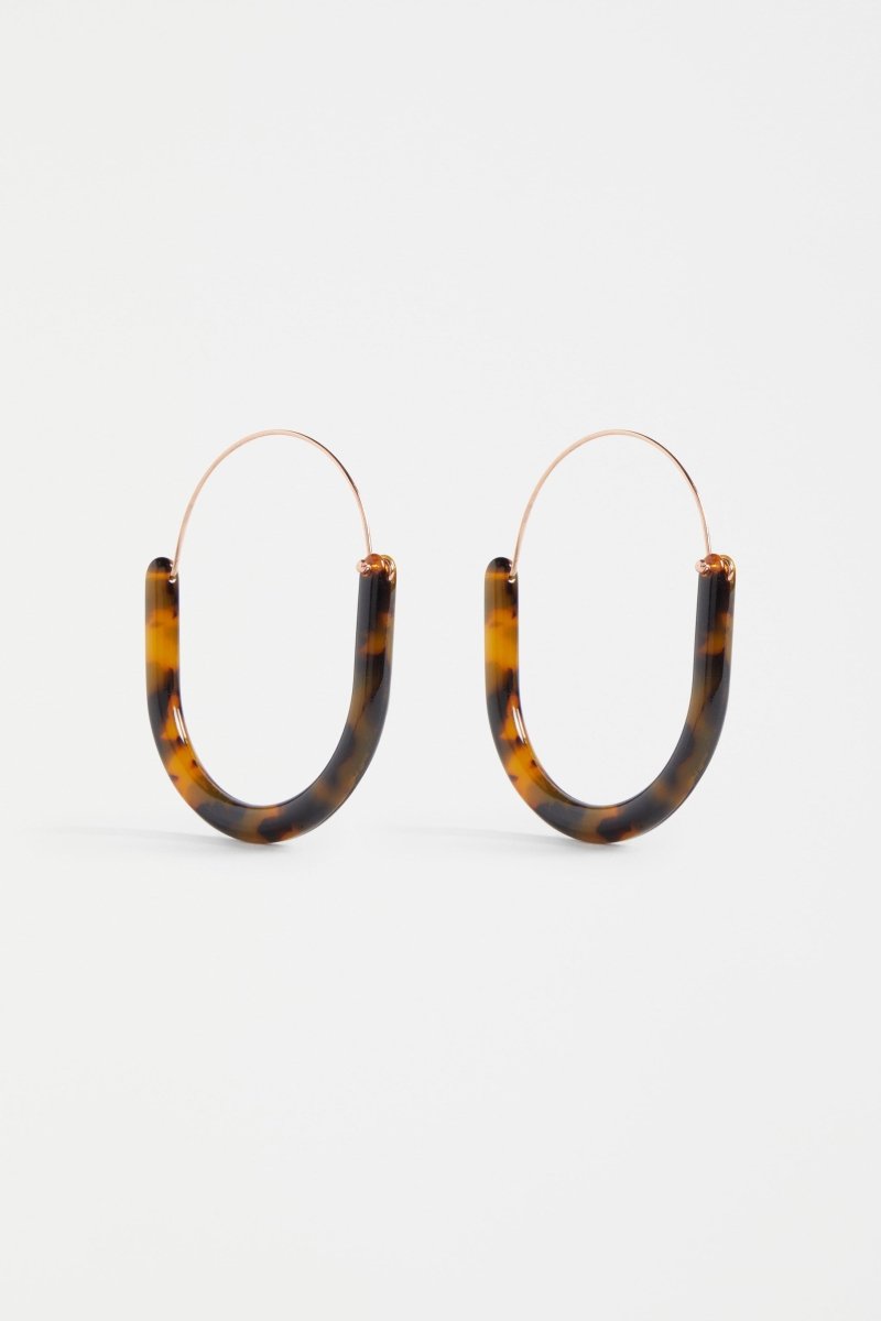 Aki Resin and Metal Oval Hoop Earring |