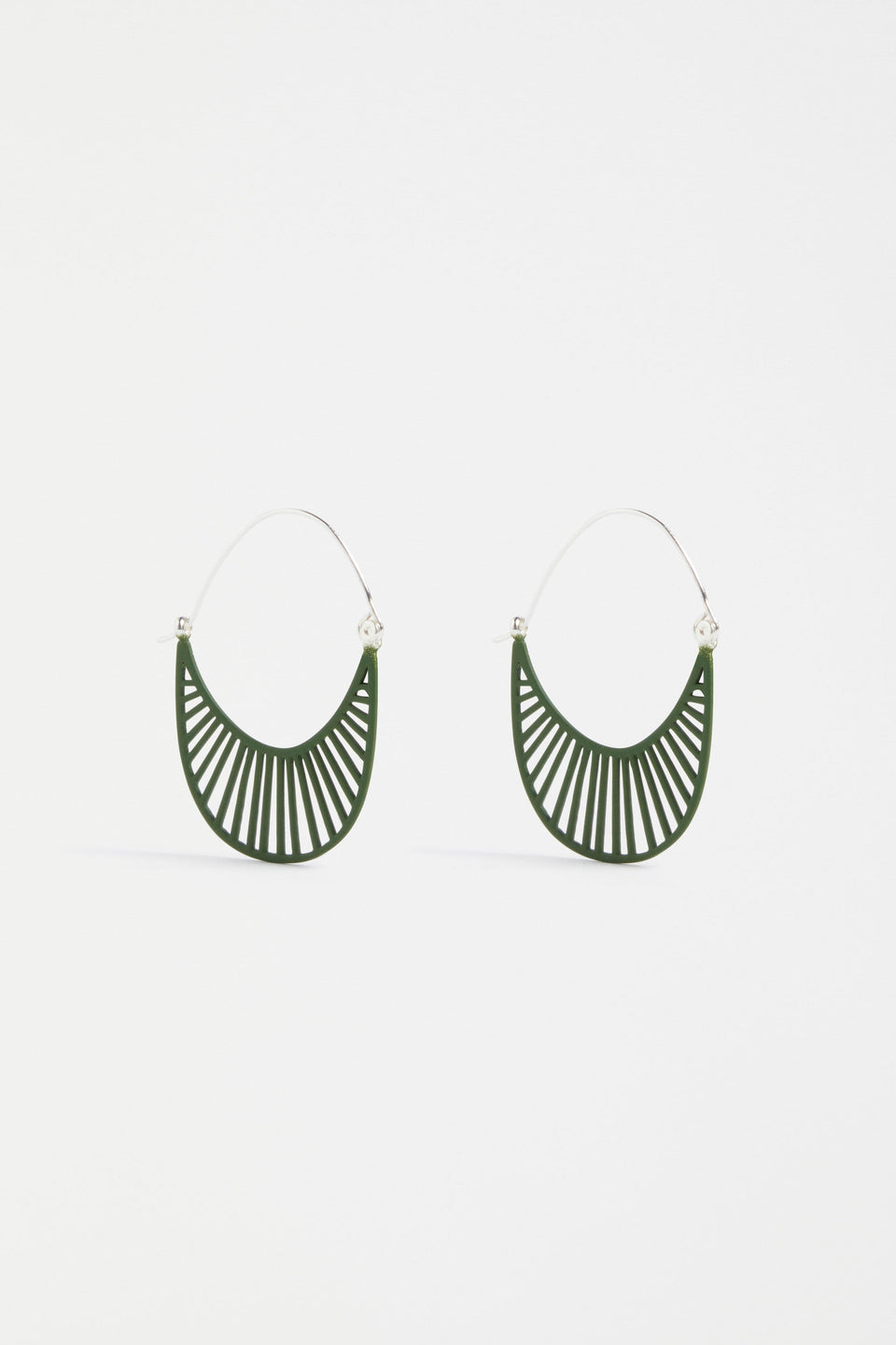 Solsken Small Oblong Sunray Cut-out Hoop Earring | GREEN MOSS