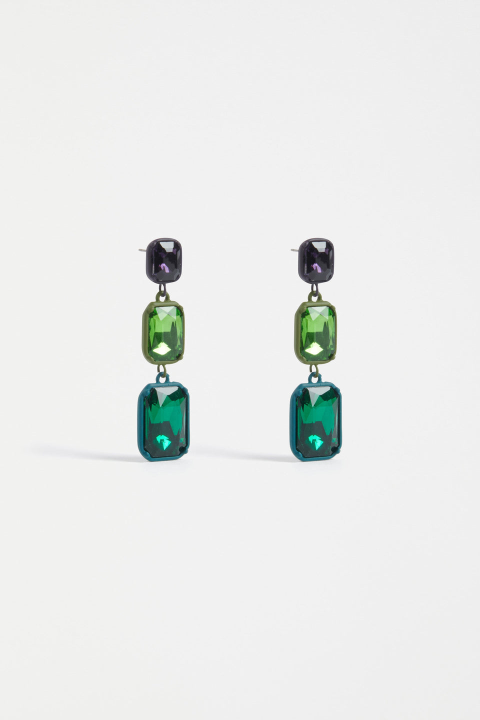 Jule Statement Triple Drop Coloured Glass Earring | TEAL