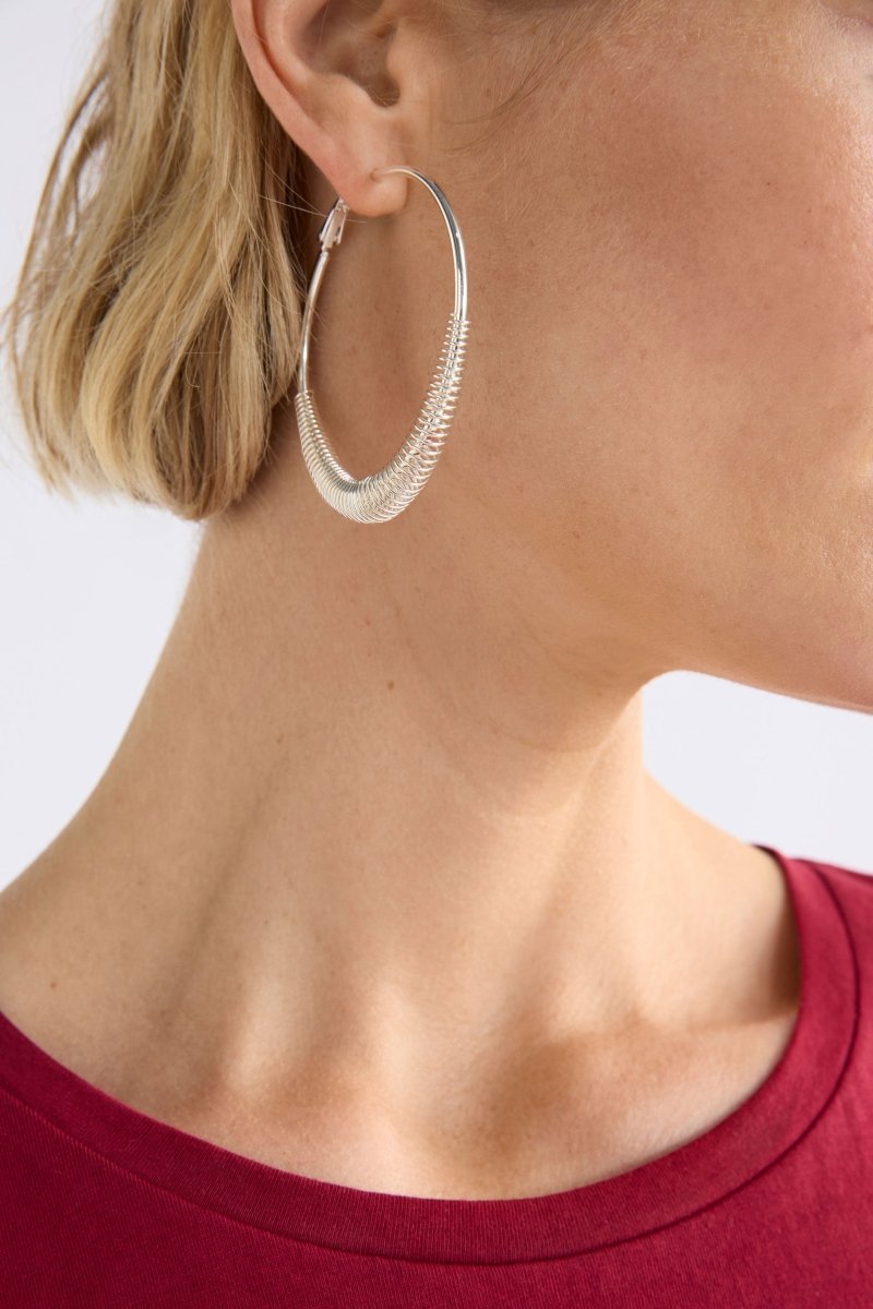 Solf Metallic Hoop Earring Earrings - ELK | SILVER
