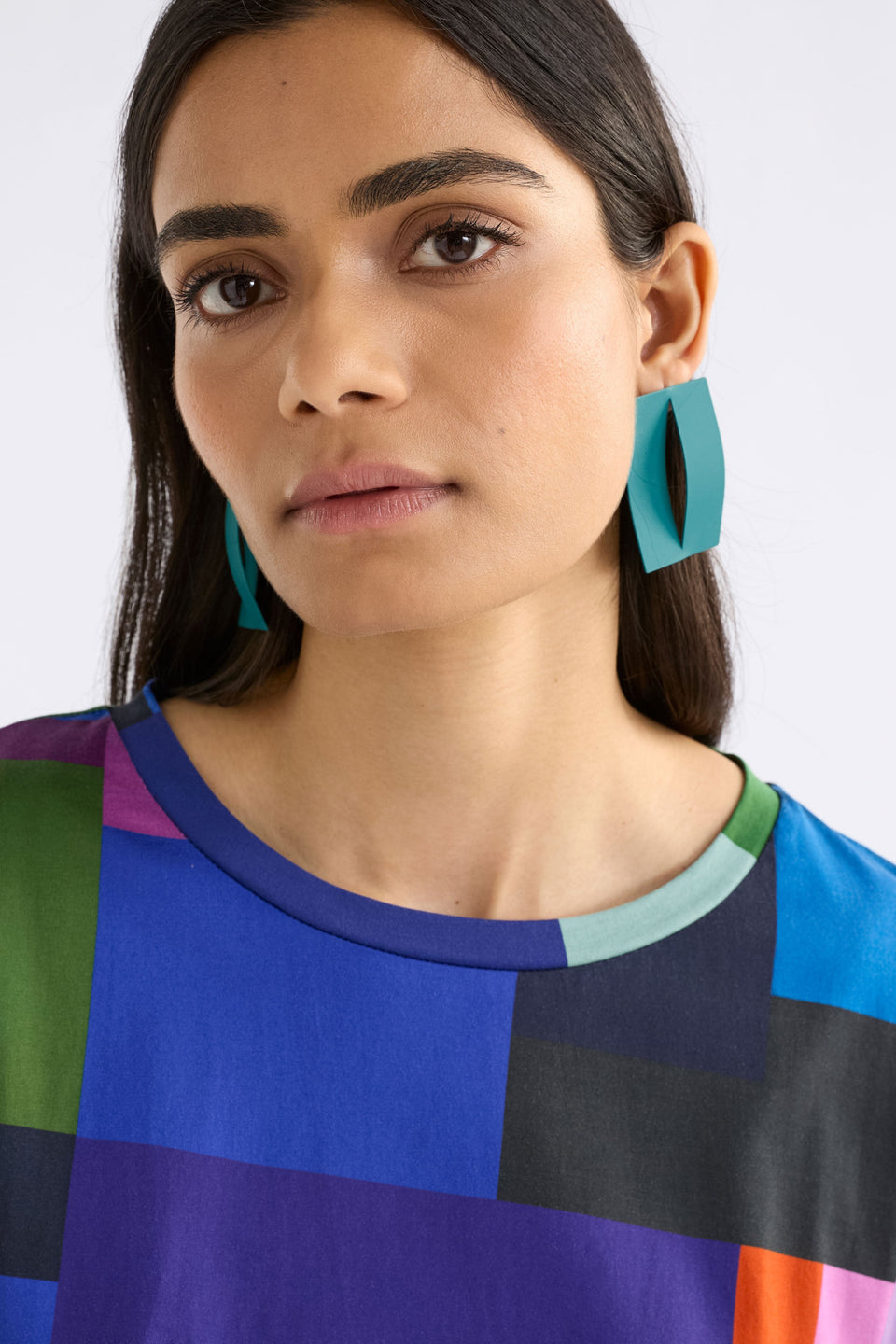 Trel Large Sculptural Flat Colour Coated Stud Earring | BRIGHT NAVY