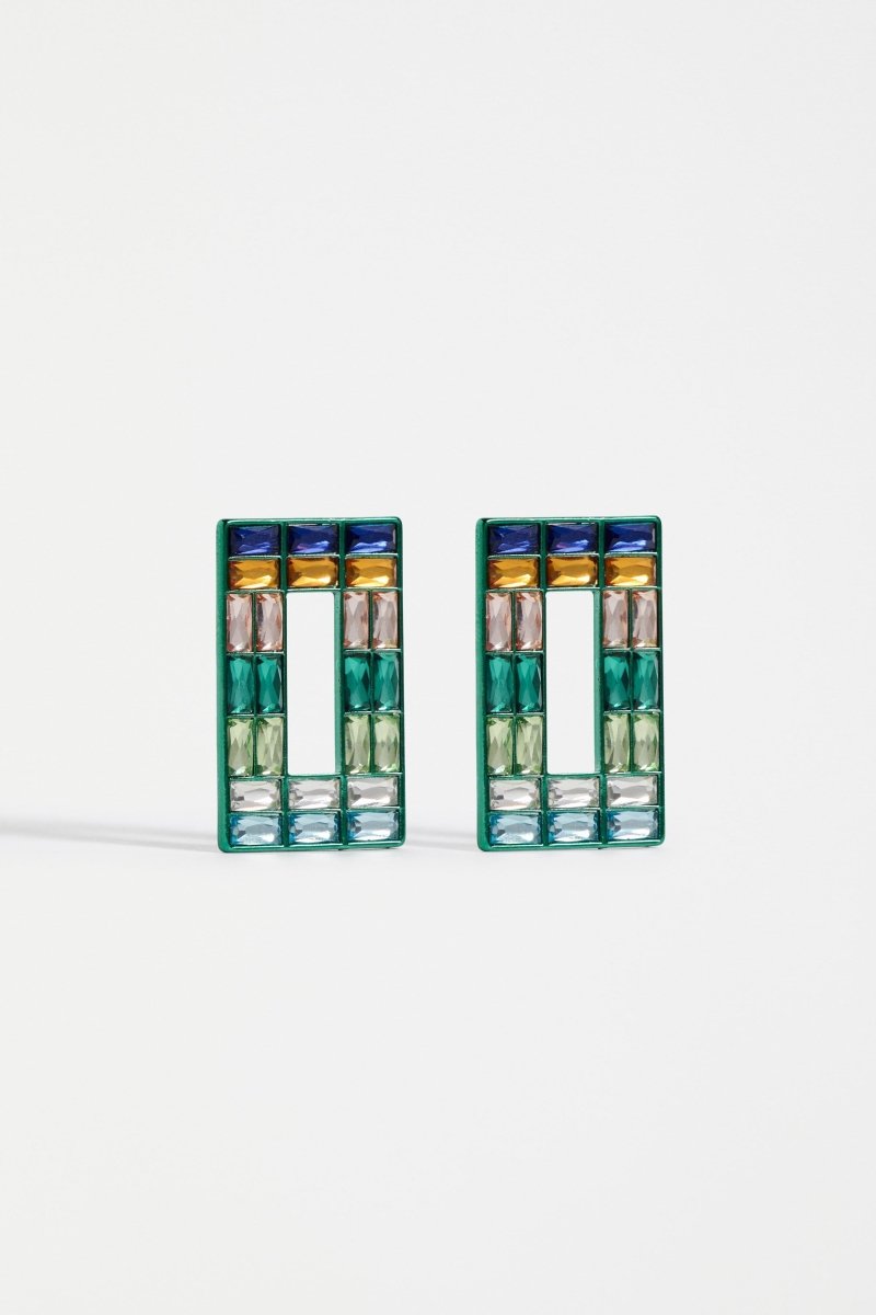 Jilsa Drop Hoop Earring Earrings - ELK | FOREST GREEN