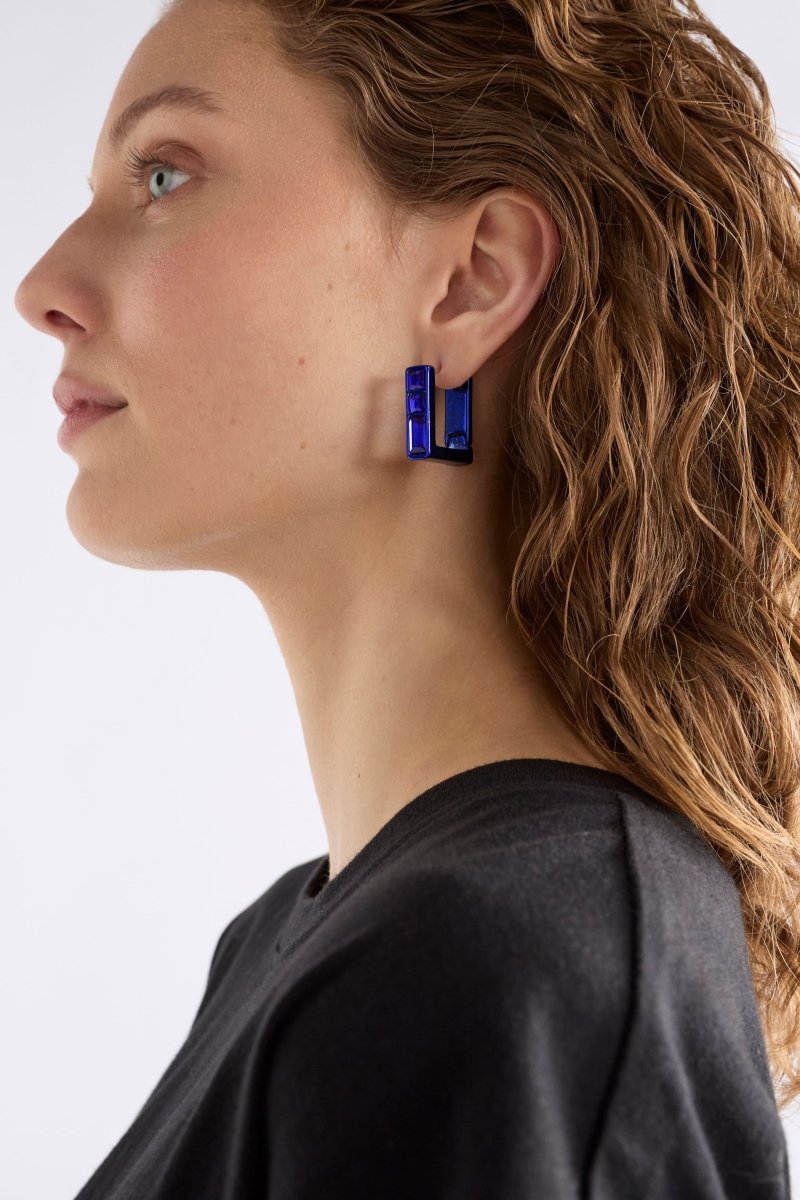 Jilsa Small Hoop Earring Earrings - ELK | NAVY