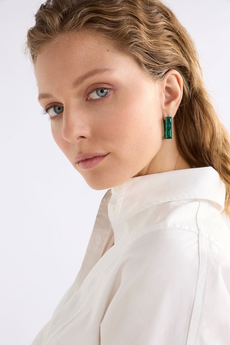 Jilsa Small Hoop Earring Earrings - ELK | FOREST GREEN