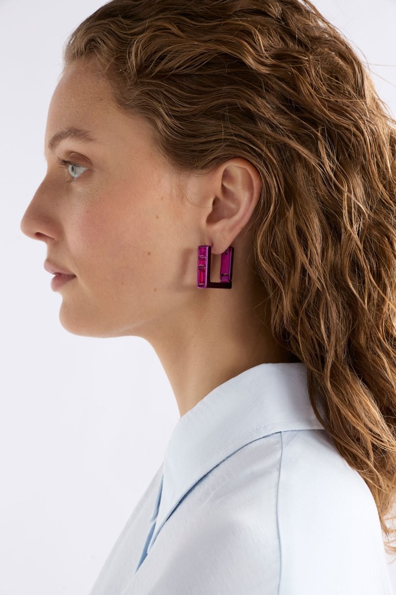 Jilsa Small Hoop Earring Earrings - ELK | FUCHSIA