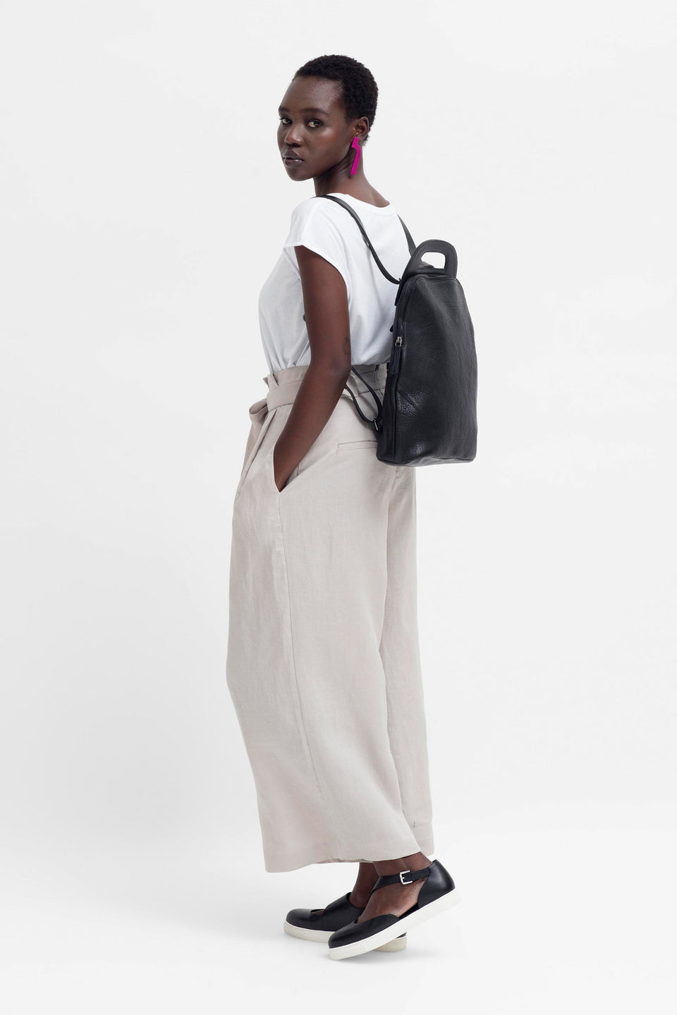 Forde Soft Cow Leather Backpack Model back new | BLACK