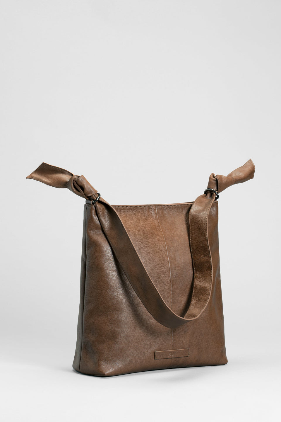 Meka Leather Knot Strap Tote Hand Bag Back | TAN