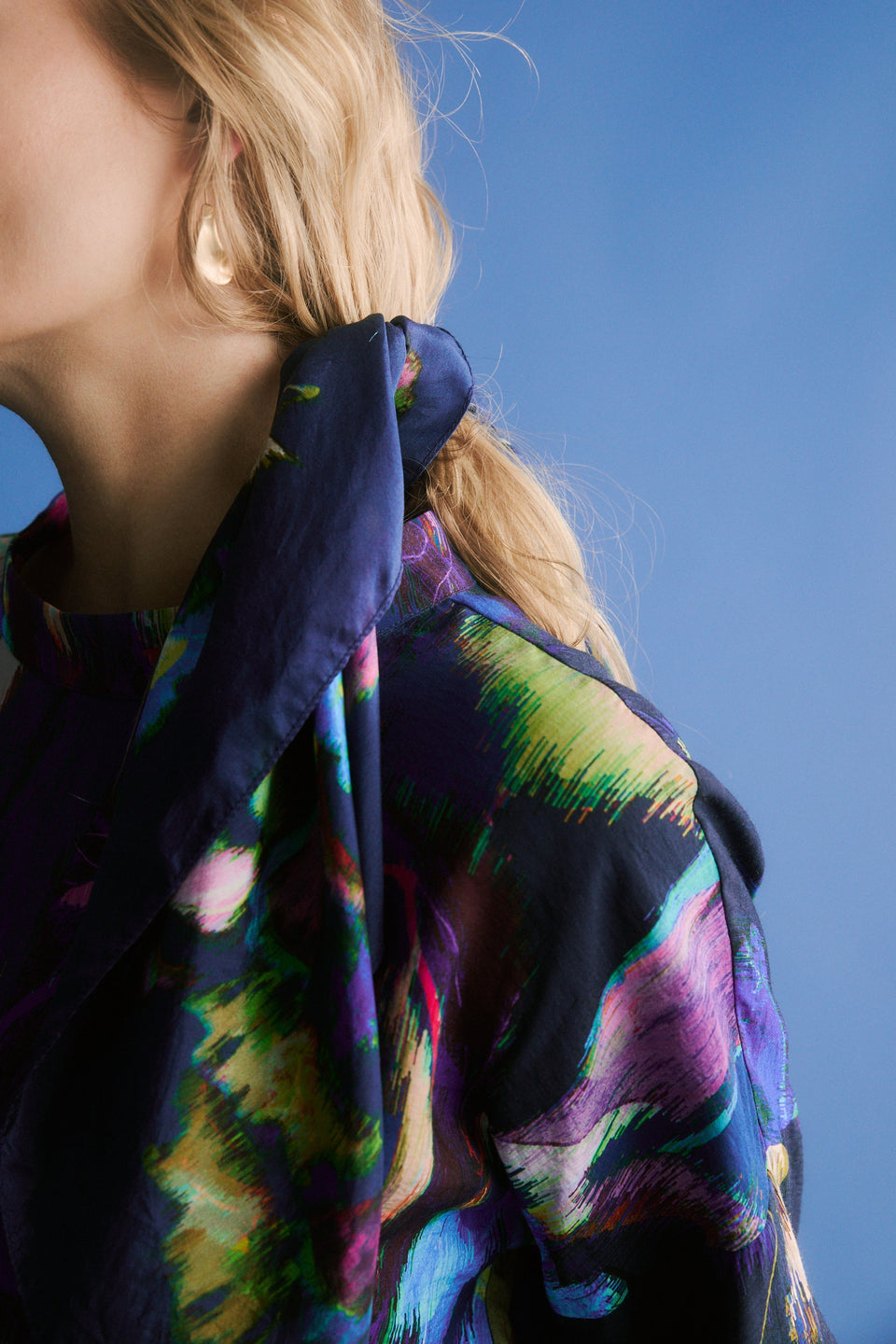 Vaara Square Floral Print Silk Scarf Model campaign | VAARA PRINT