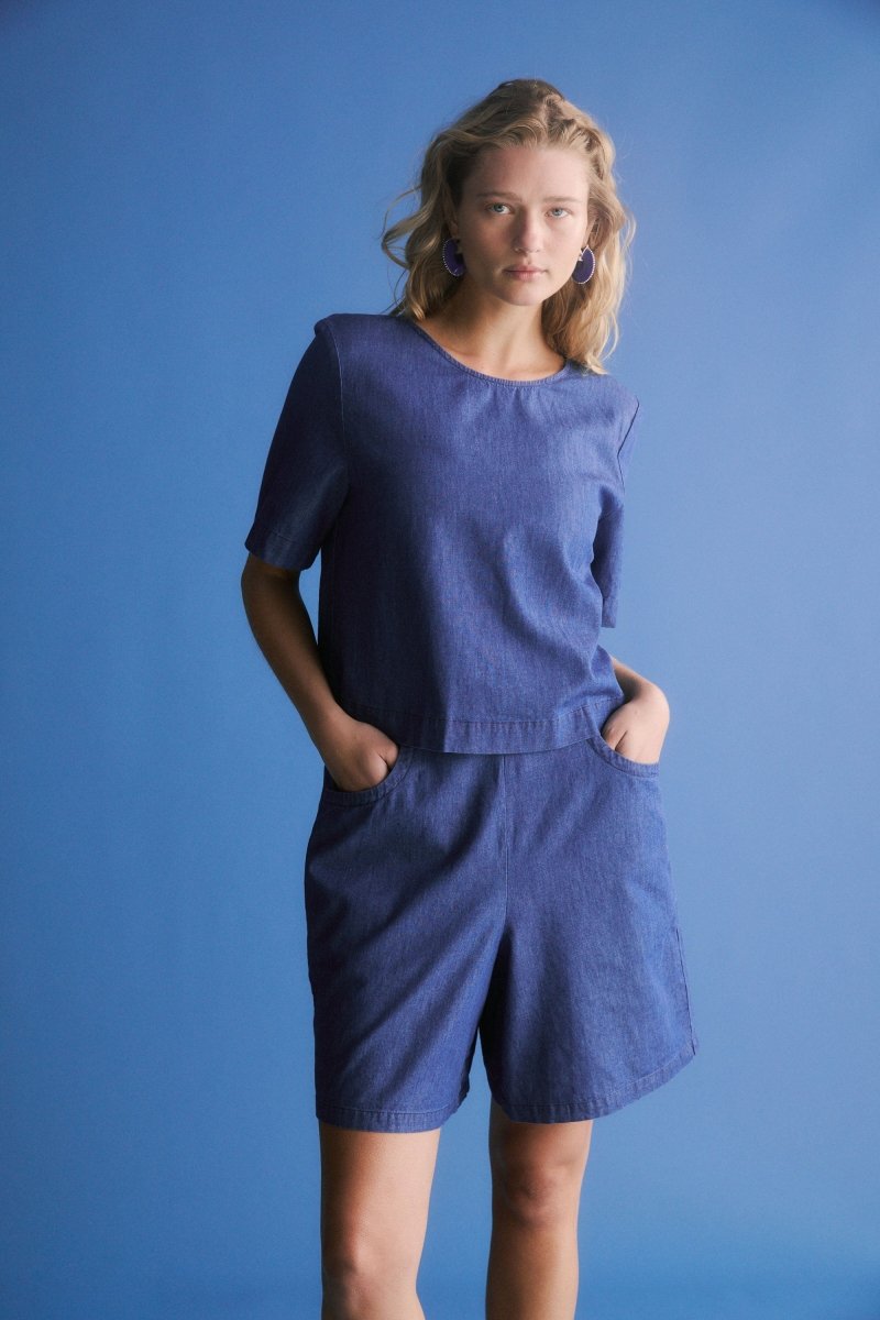 Denim Strom Short Skirts & Shorts - ELK campaign cropped | MID BLUE DENIM