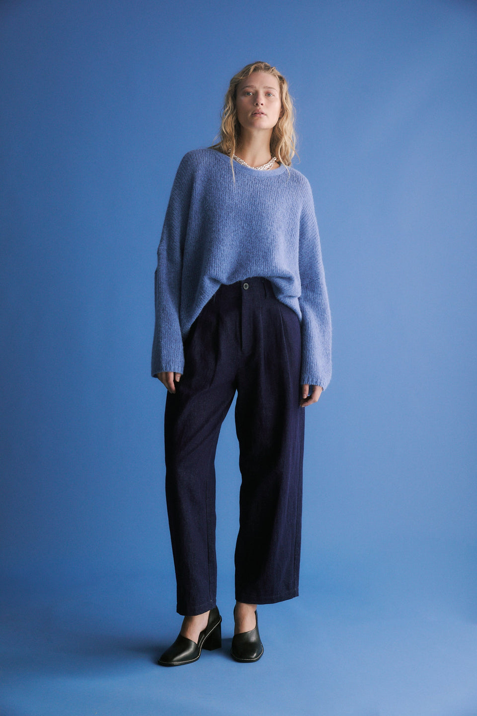 Decla Jean on Campaign Model Full Length | DARK BLUE WASH