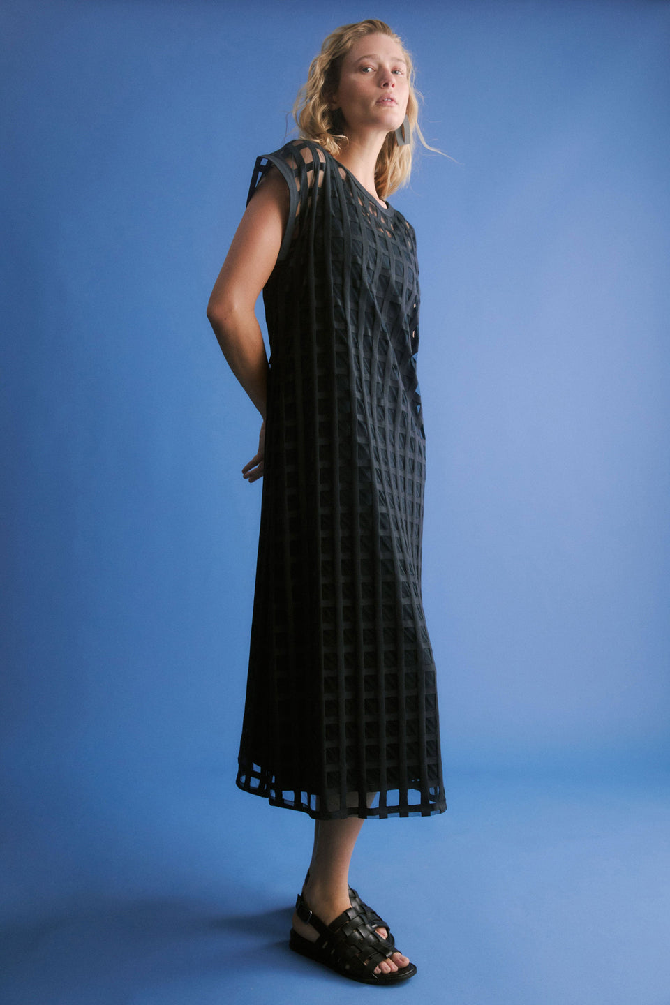 Grid Burnout Midi Dress Dresses - ELK | SPACE BLUE