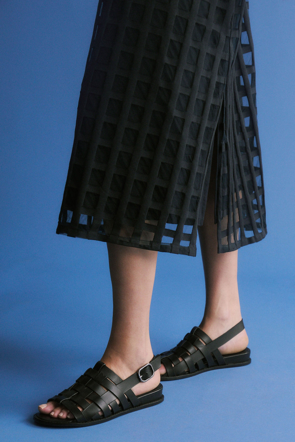 Grid Burnout Midi Dress Dresses - ELK | SPACE BLUE