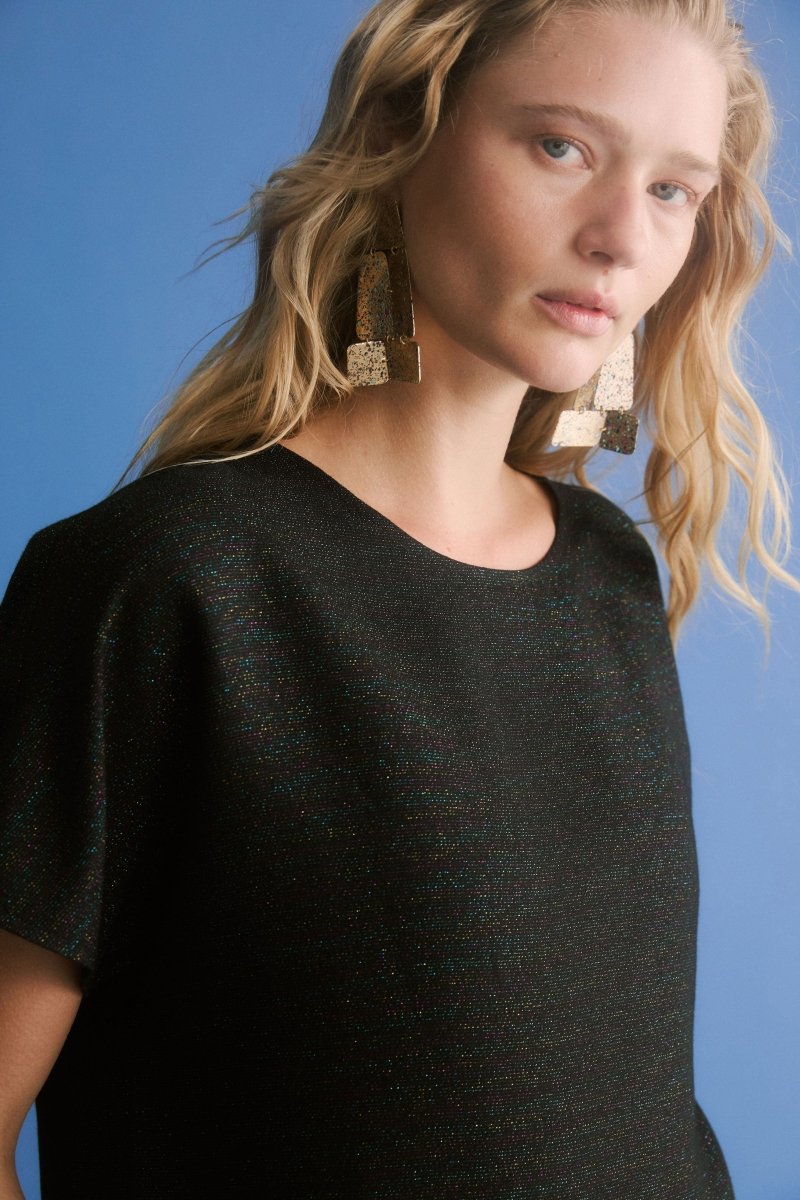 Tulle Top Tops - ELK | BLACK MULTI METALLIC