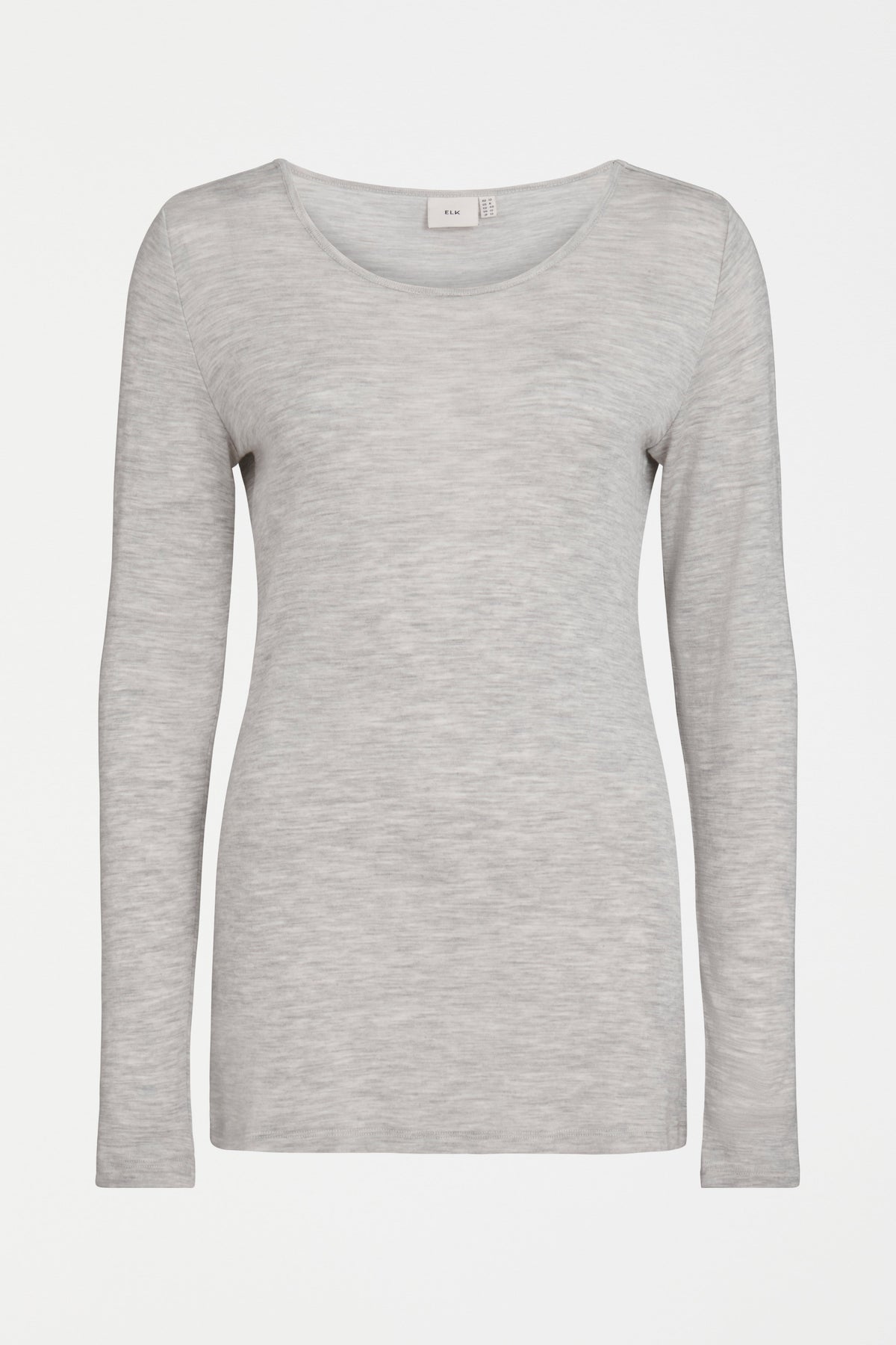 Merino Wool Long Sleeve Skin Top Front | GREY
