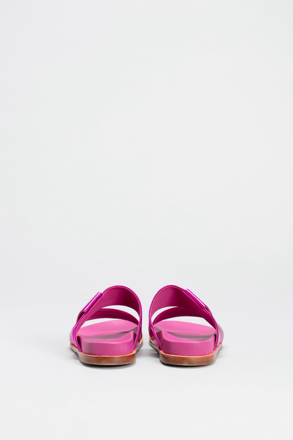 Uma Metallic Leather Cross Strap Slide Back | FUCHSIA