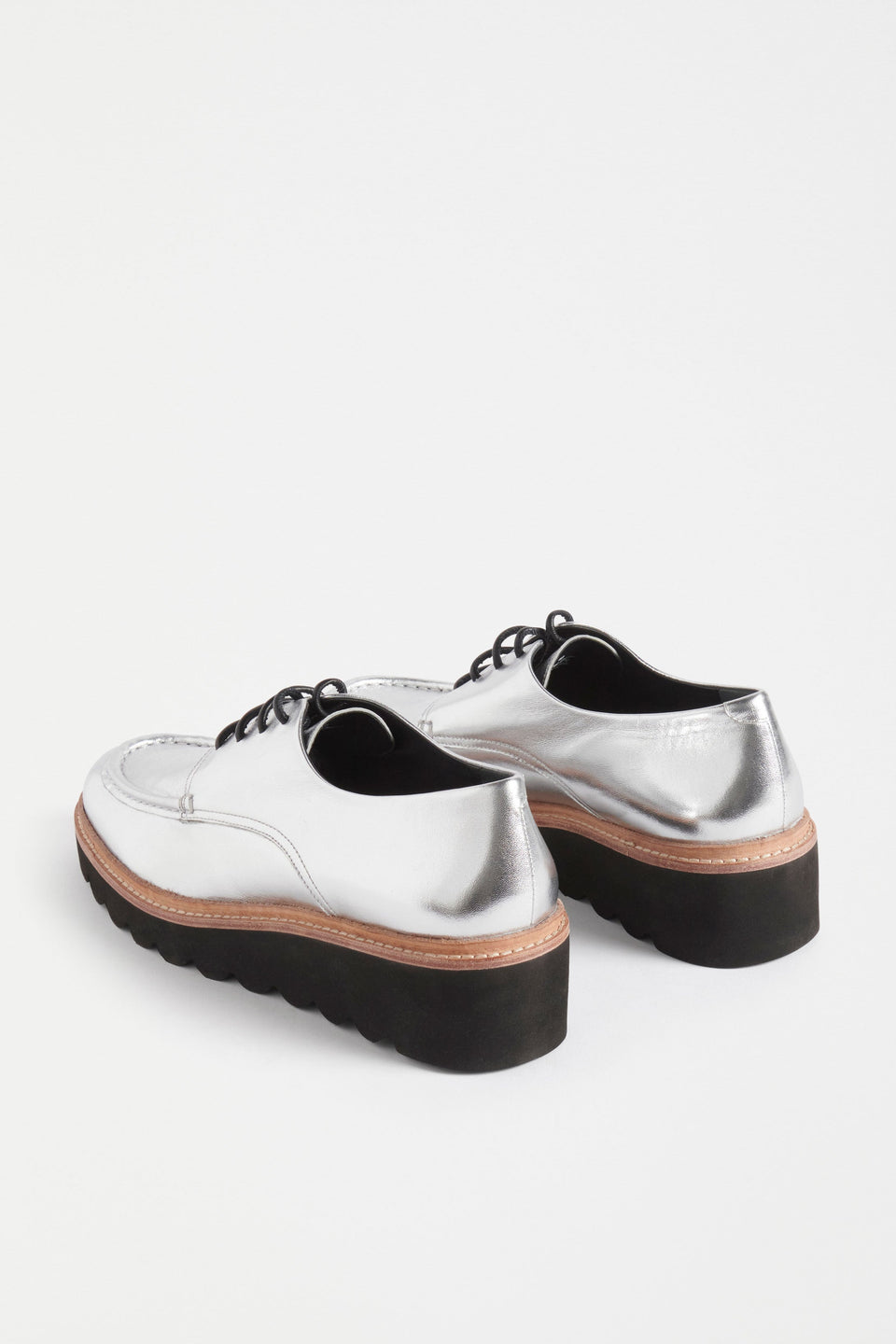 Brak Lace-up Chunky Sole Derby Angled Back | SILVER