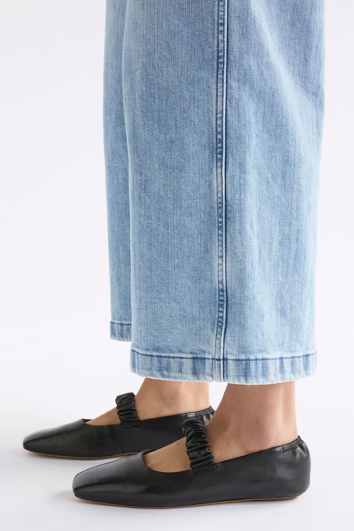 Kuren Ballet Flat Shoe on model with denim | BLACK