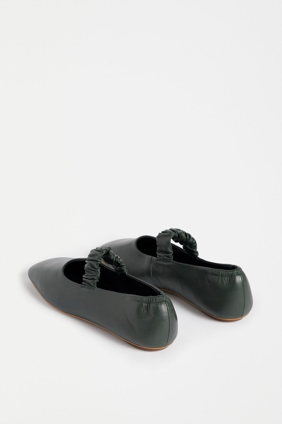 Kuren Ballet Flat Shoe Flat Lay back view of strap | DARK JASPER