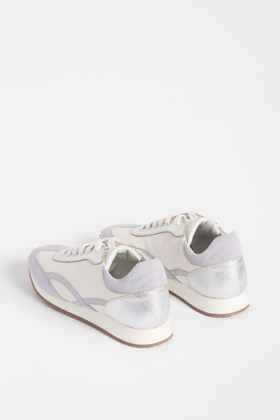Steni Trainer Shoe Flat Lay back view with silver detail | LIGHT GREY