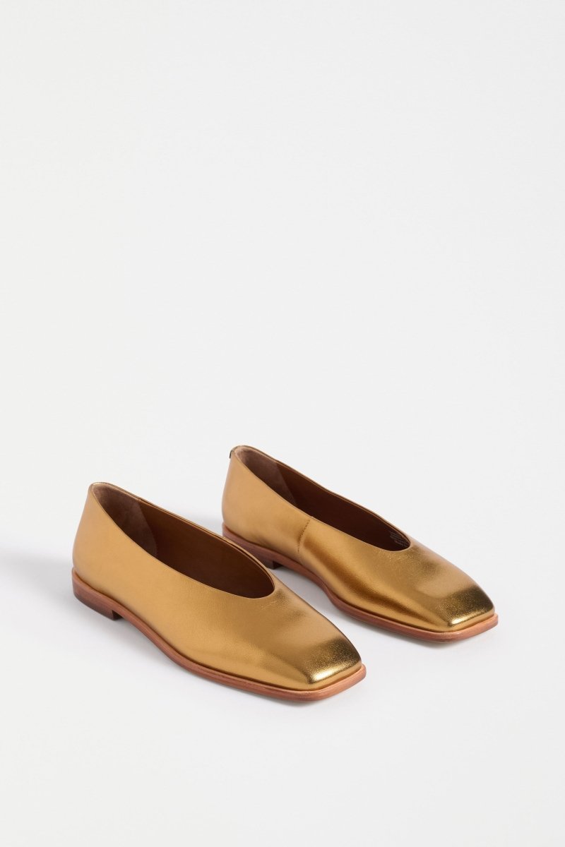 Feldde Square Toed Flat Shoe | GOLD