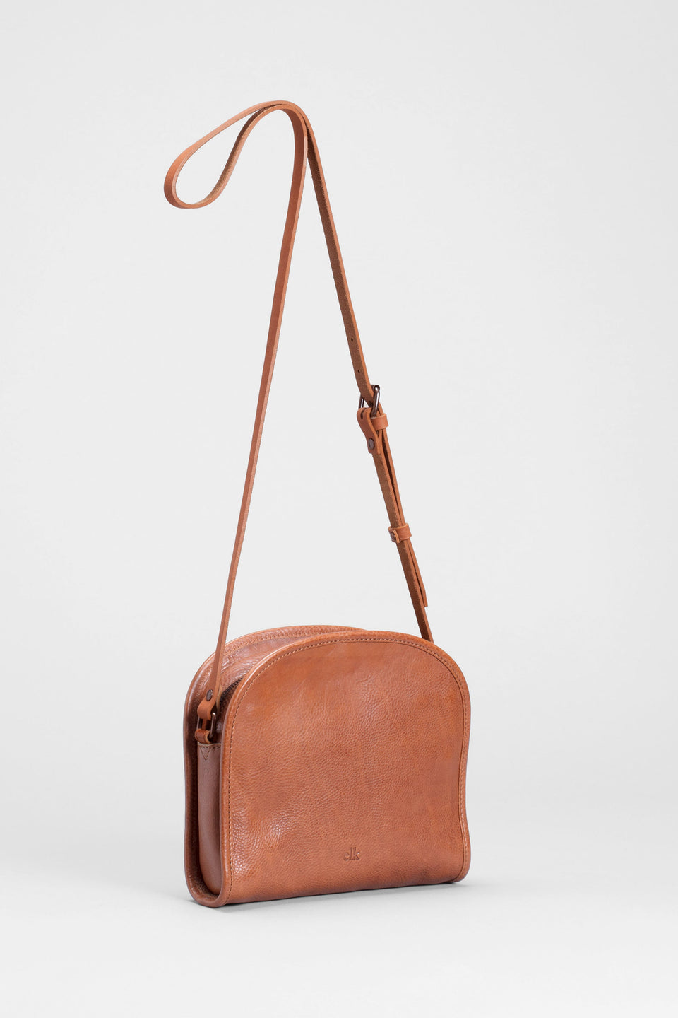 Kurva Half Moon Zip Up Leather Messenger Bag Back | Tan