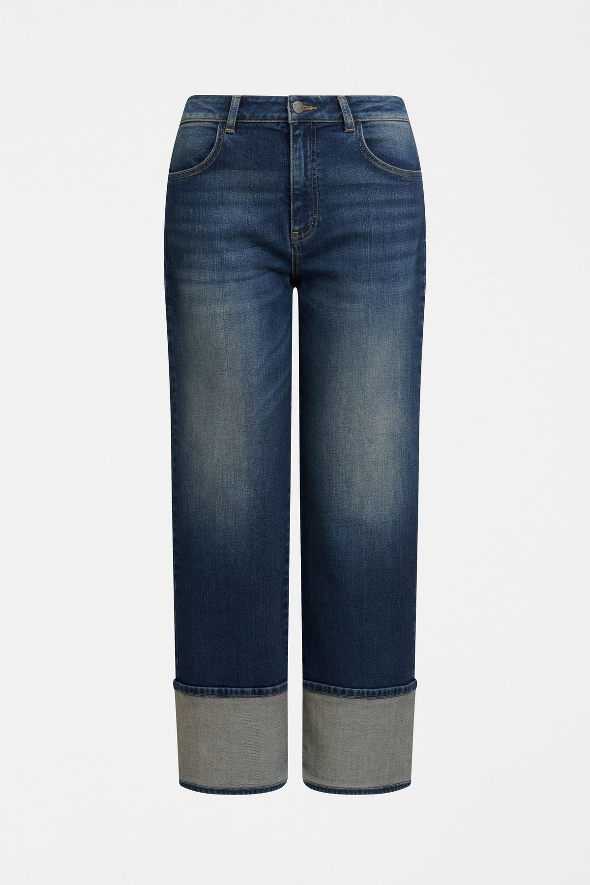 Modell Wide Straight Leg Organic Cotton Stretch Cuff Jean | FADED INDIGO