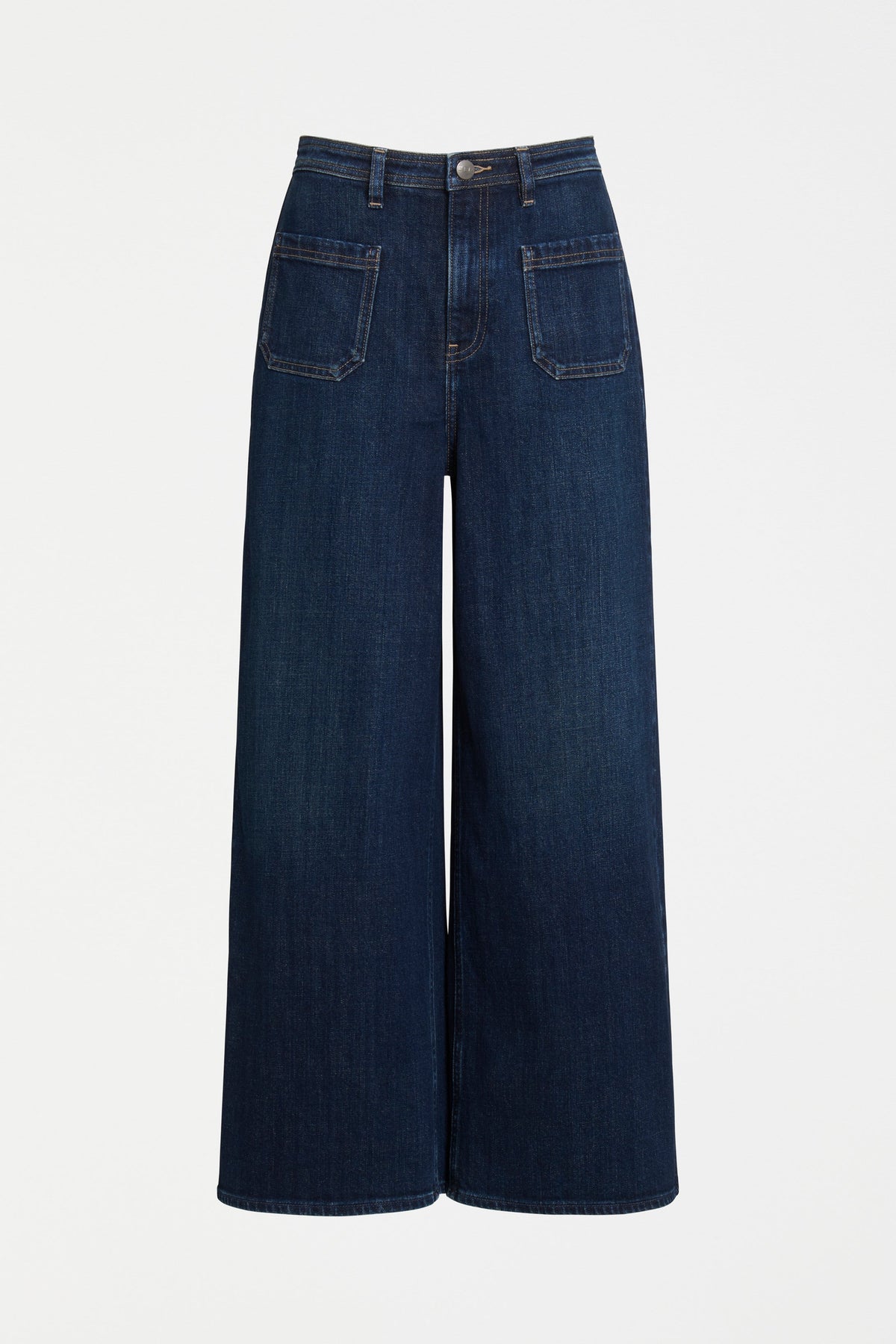 Sondern Flared Front Patch Pocket High Waisted Jean Front | INDIGO WASH