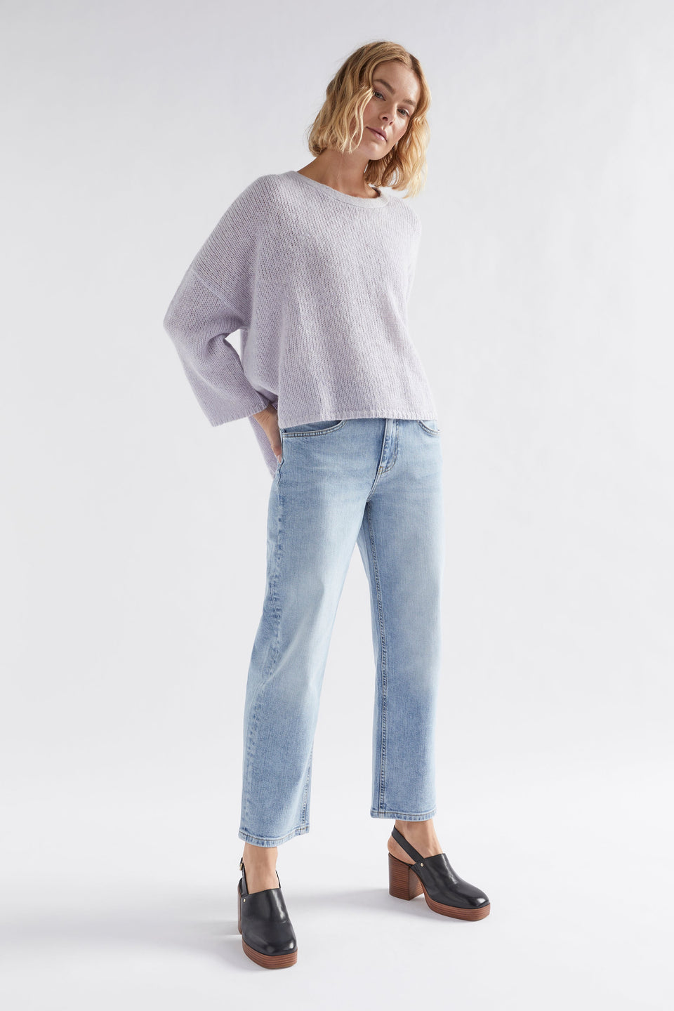 Agna Merino and Alpaca Wool Sweater Model Full Body | LILAC